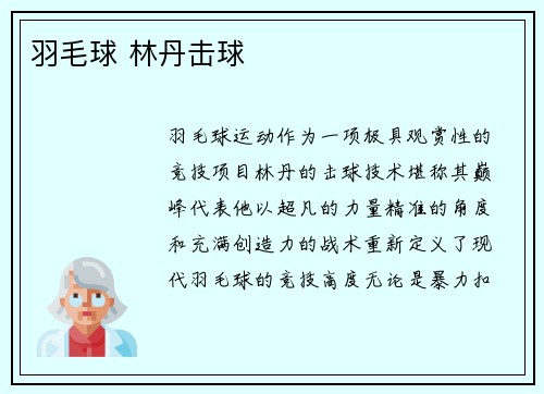 羽毛球 林丹击球